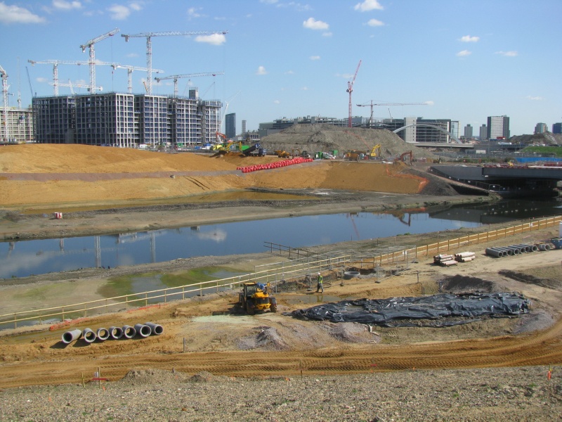 File:Wetland Bowl on the Olympic Park during construction.JPG