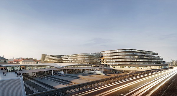Masaryk Railway Station Prague Regeneration CBD highway.jpg